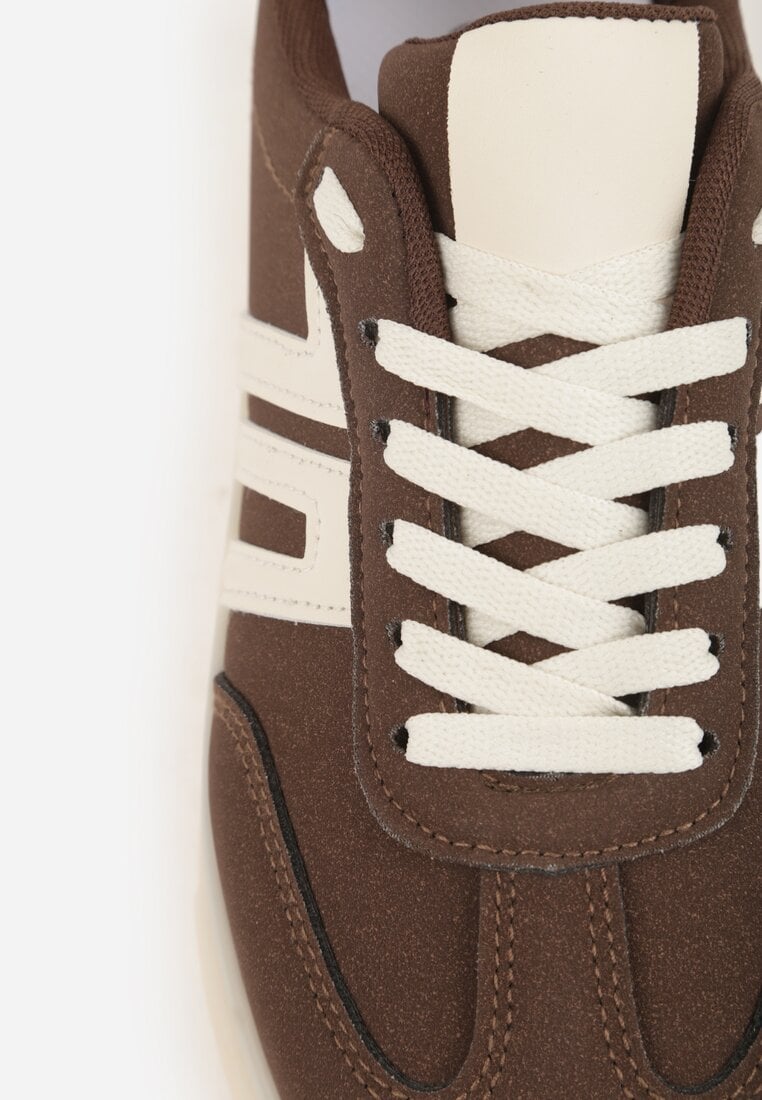 Brązowe Sneakersy w Stylu Klasycznych Tenisówek na Grubej Podeszwie Yenoinne