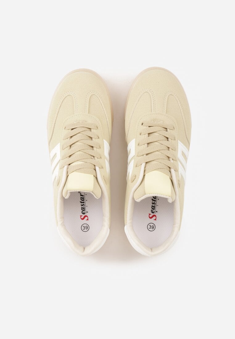 Żółte Sneakersy w Stylu Klasycznych Tenisówek na Grubej Podeszwie Yenoinne