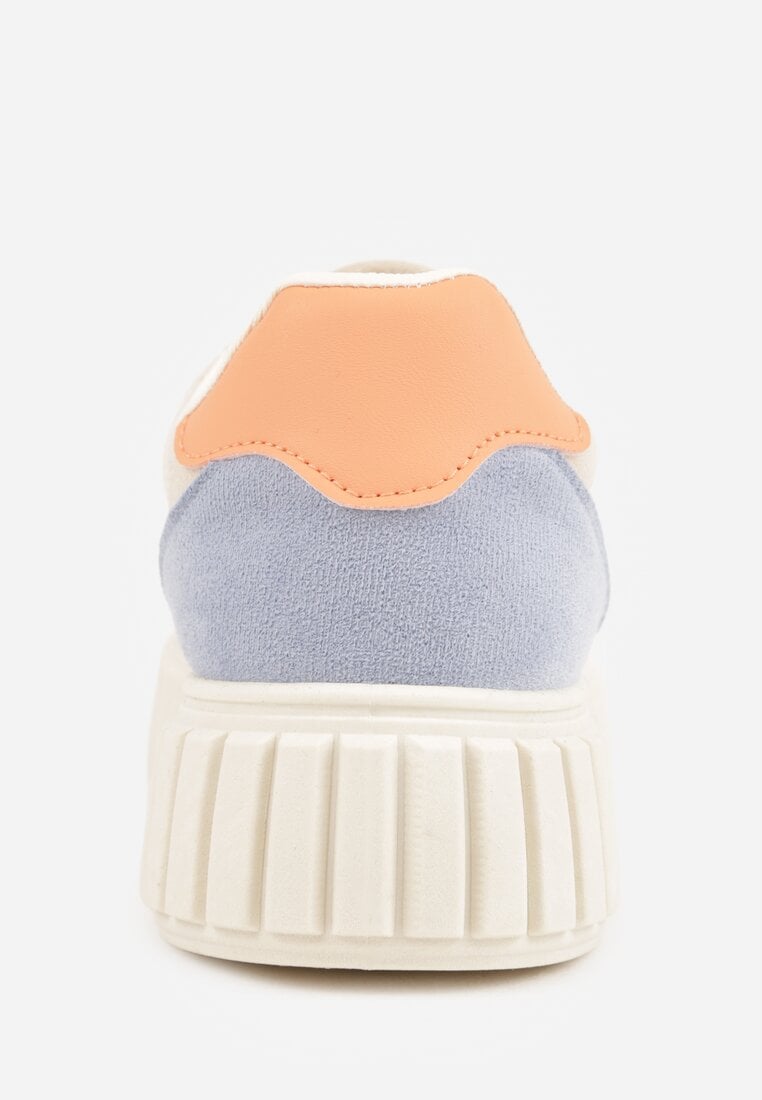 Wielokolorowe Sneakersy na Tłoczonej Platformie Ozdobione Dwoma Paskami Hesaia