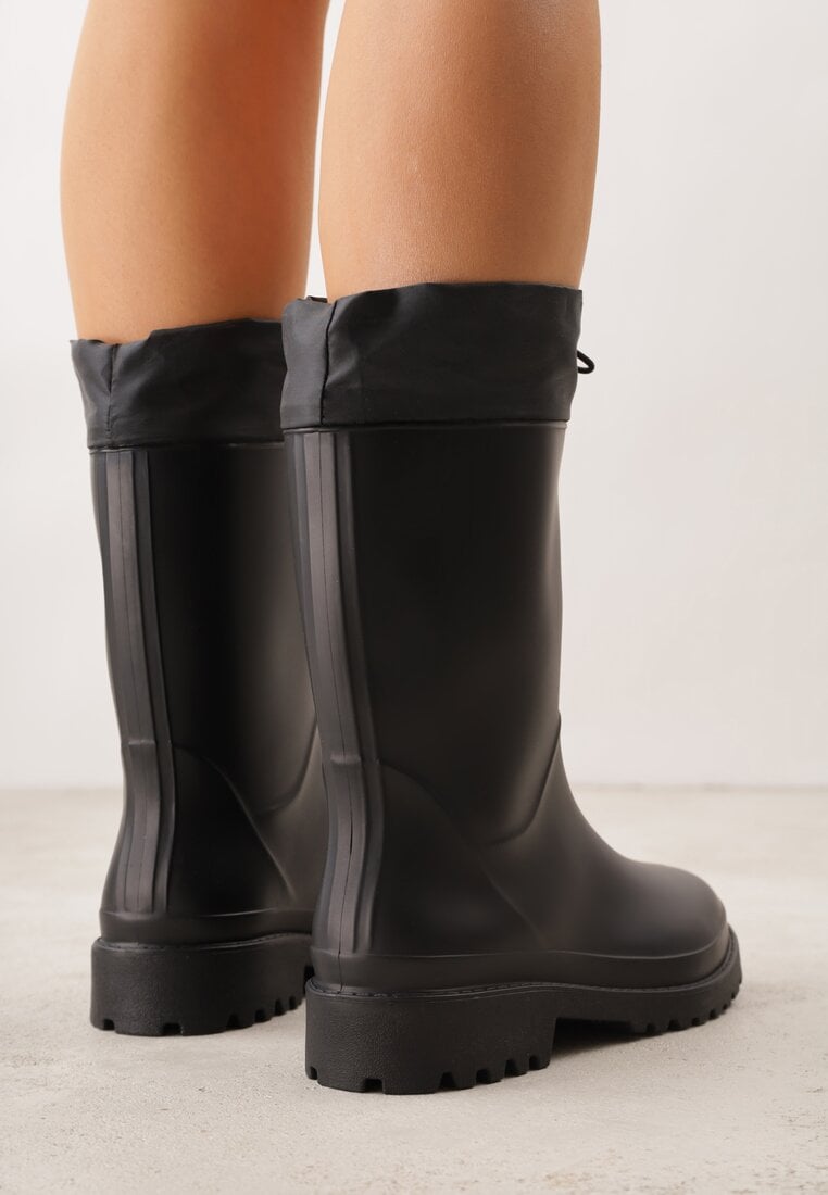 Czarne Kalosze ze Ściągaczami przy Cholewce Bastotus