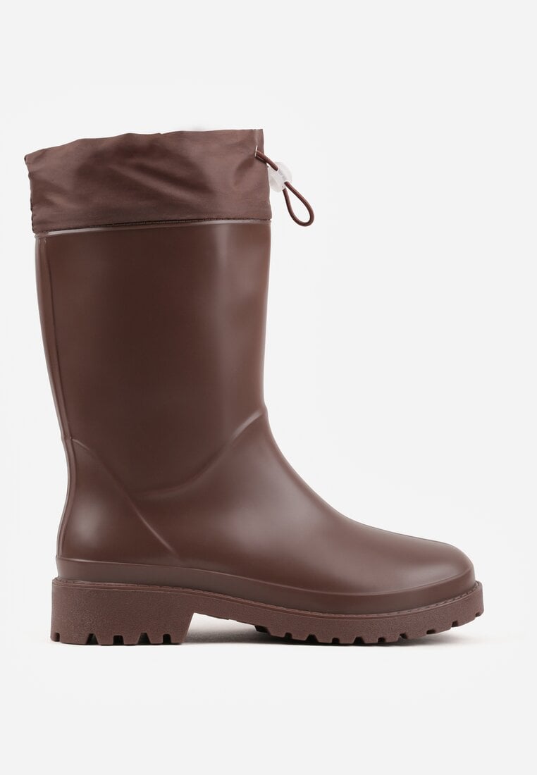 Brązowe Kalosze ze Ściągaczami przy Cholewce Bastotus