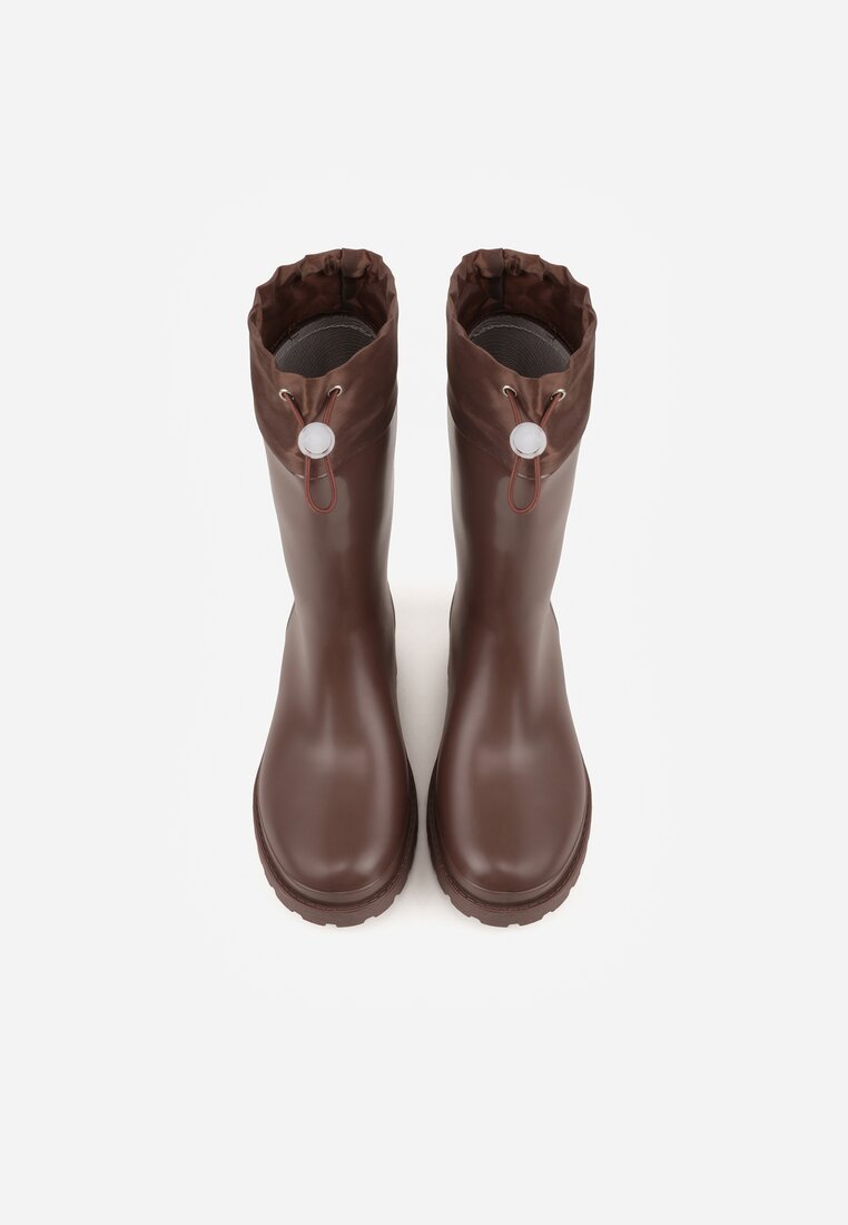 Brązowe Kalosze ze Ściągaczami przy Cholewce Bastotus