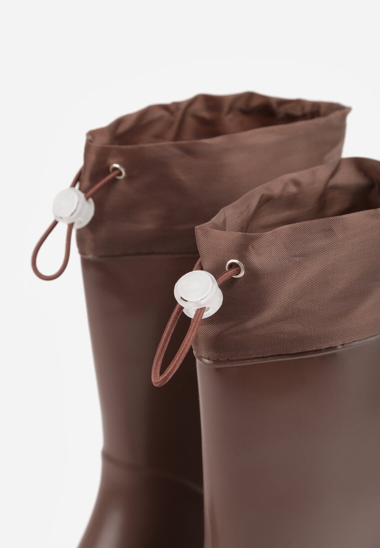 Brązowe Kalosze ze Ściągaczami przy Cholewce Bastotus