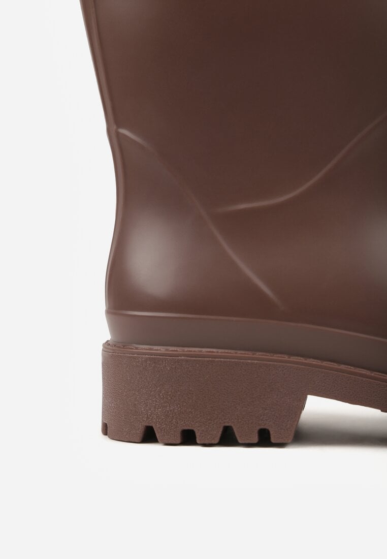 Brązowe Kalosze ze Ściągaczami przy Cholewce Bastotus