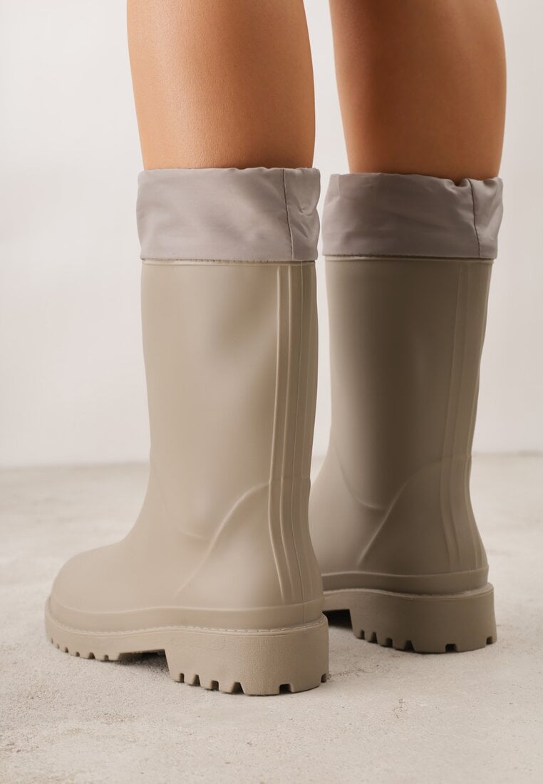 Szare Kalosze ze Ściągaczami przy Cholewce Bastotus