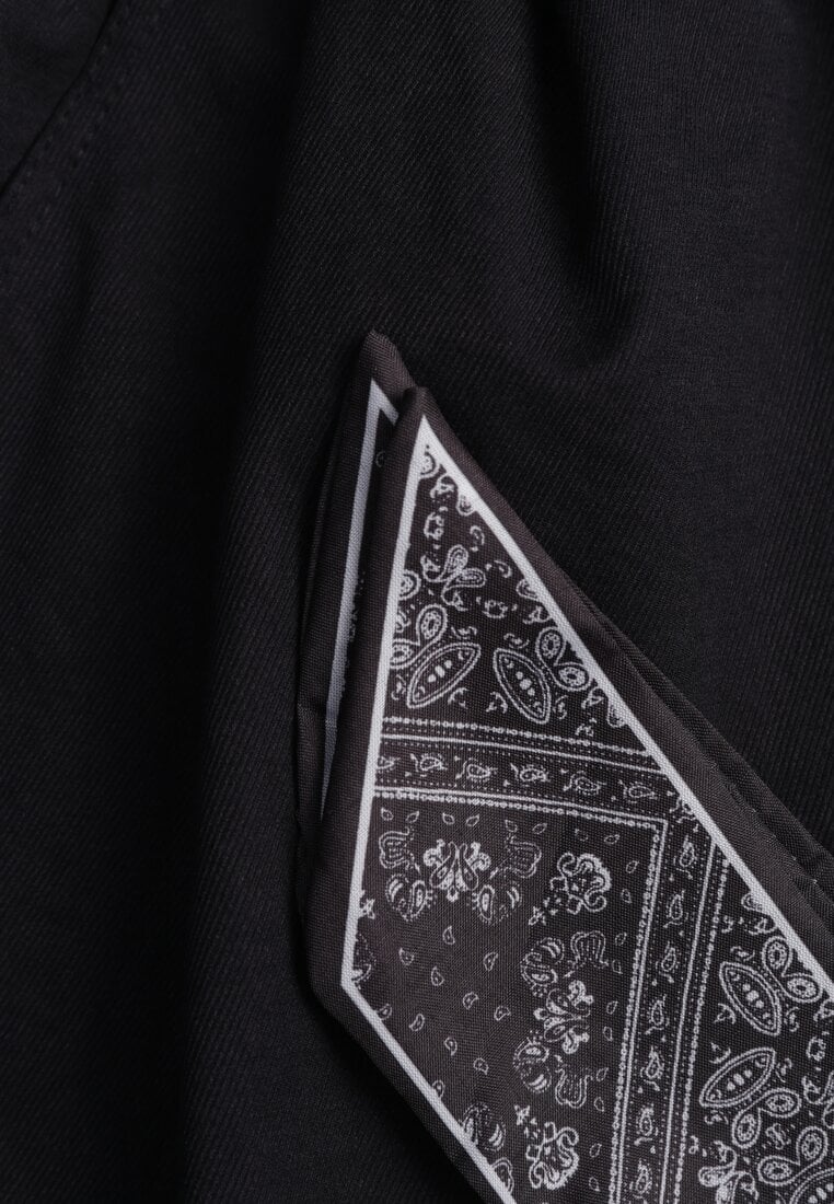 Czarne Bawełniano-Wiskozowe Spodnie Wide Leg z Paskiem Typu Apaszka Arlethia