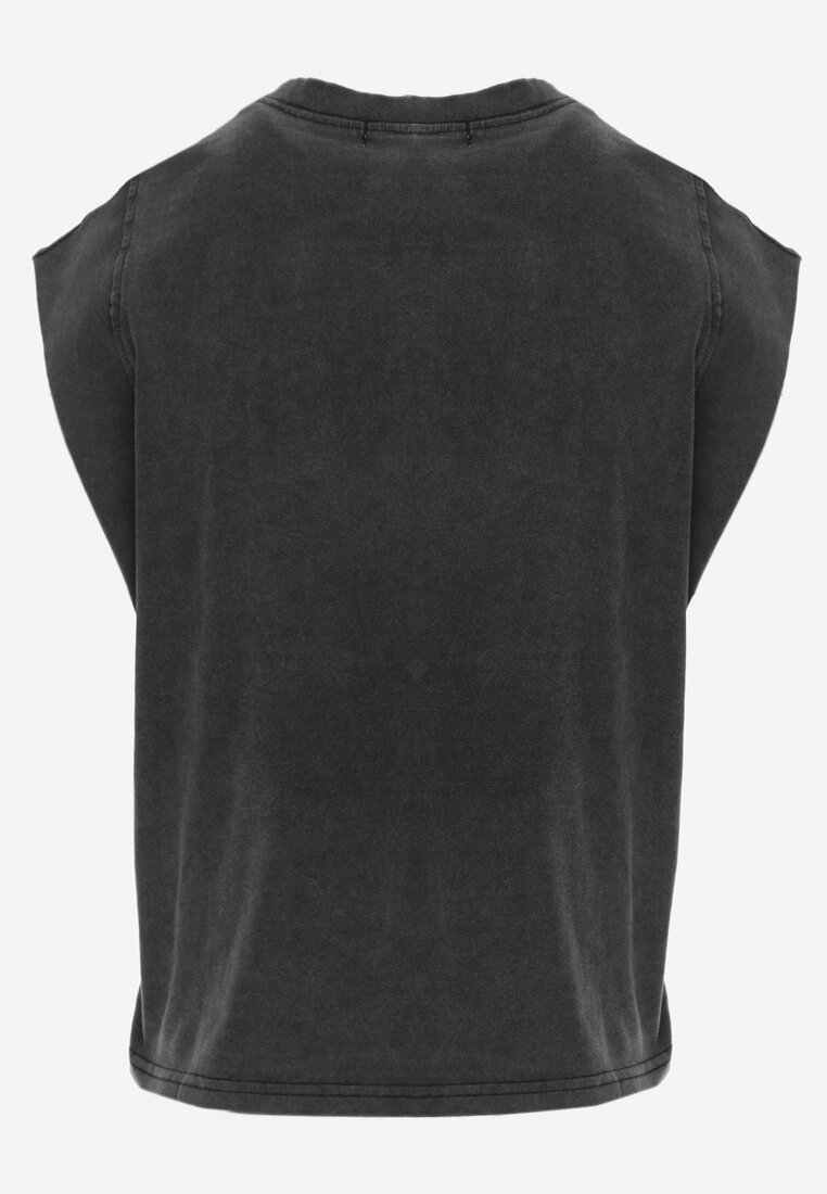 Czarny Top z Bawełny w Stylu Grunge z Szeroką Linią Ramion Tezorea