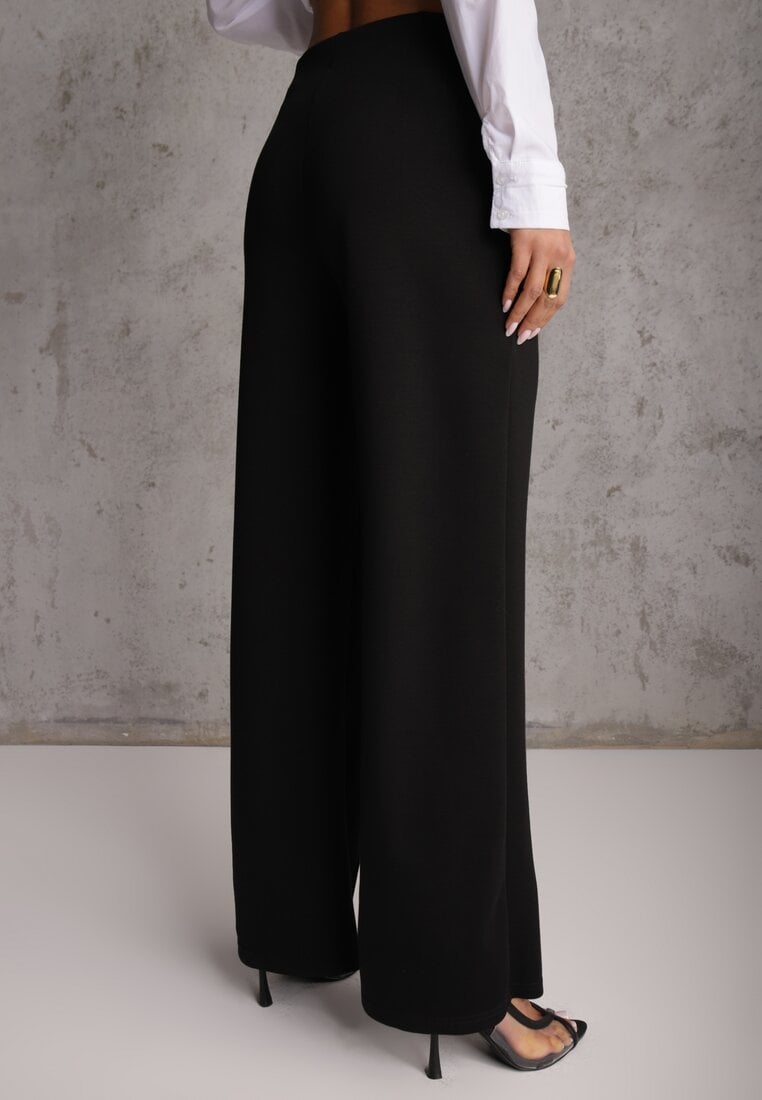 Czarne Bawełniano-Wiskozowe Spodnie o Eleganckim Kroju w Kant Tinawre