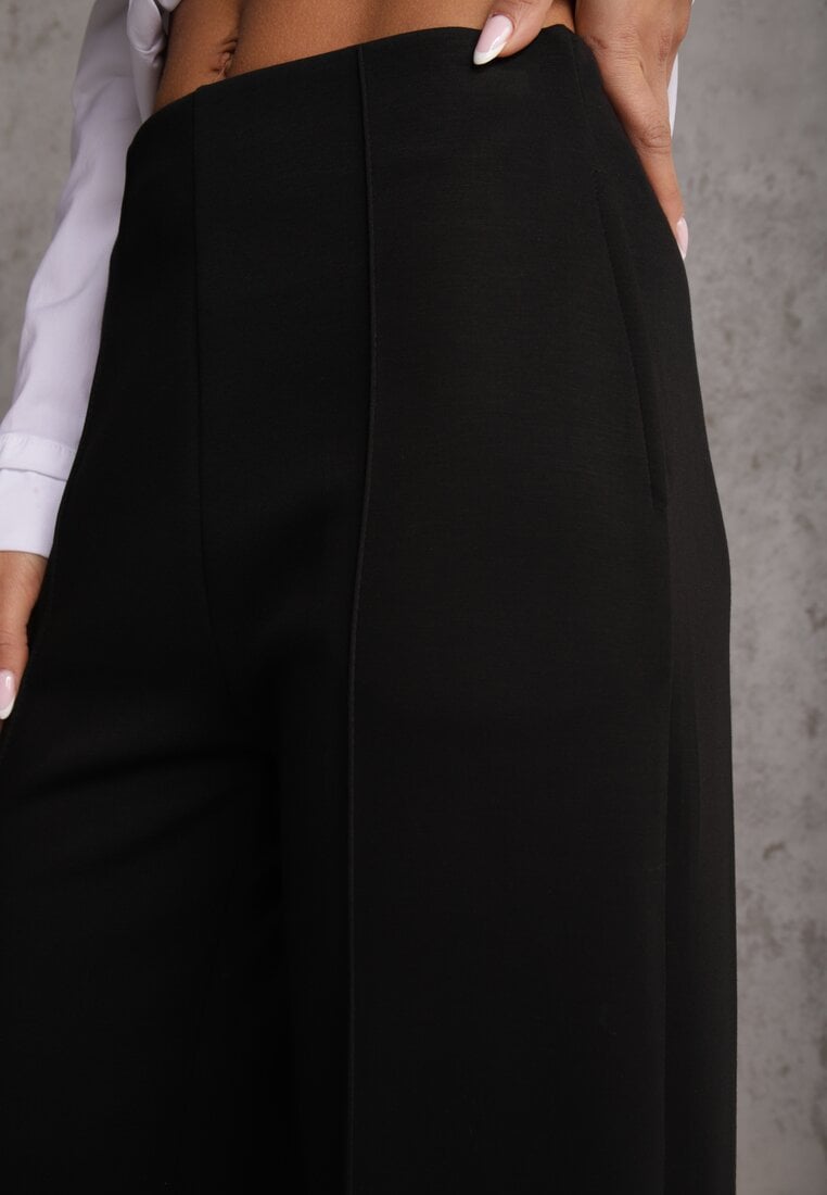 Czarne Bawełniano-Wiskozowe Spodnie o Eleganckim Kroju w Kant Tinawre