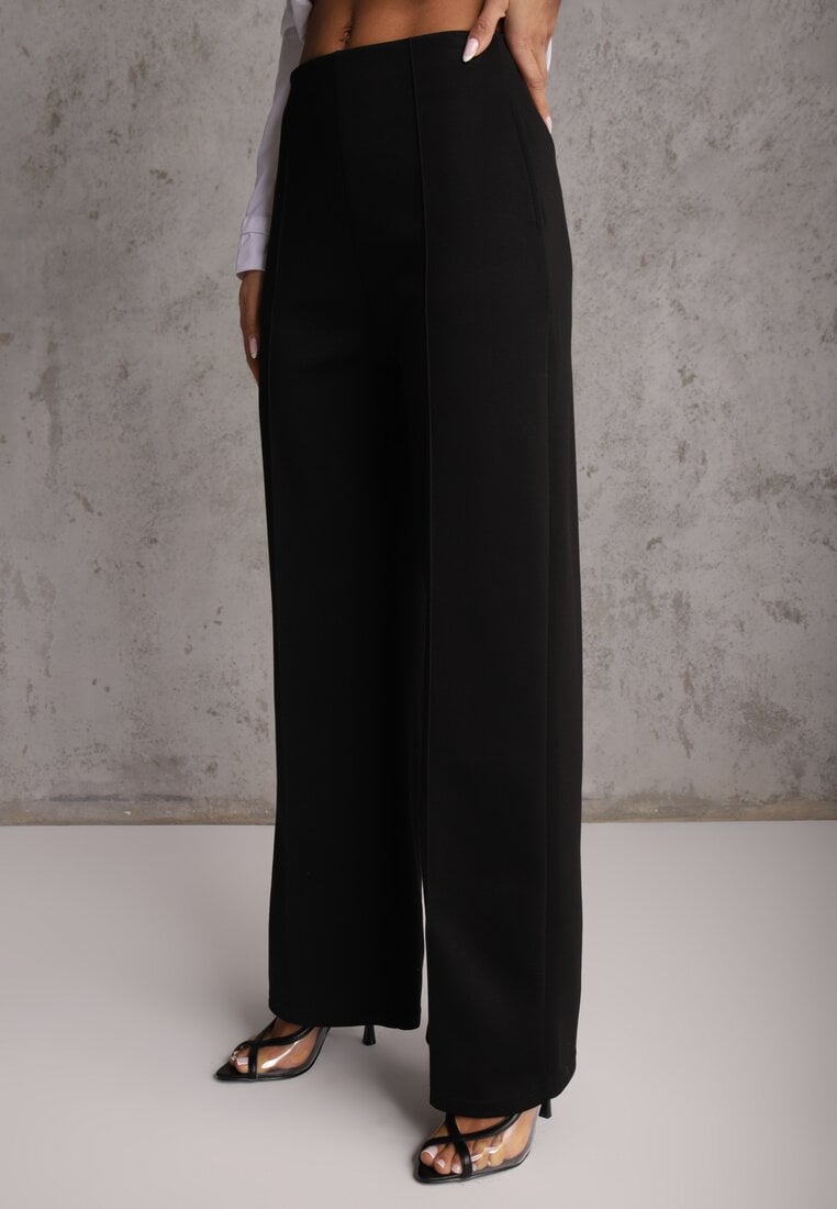 Czarne Bawełniano-Wiskozowe Spodnie o Eleganckim Kroju w Kant Tinawre