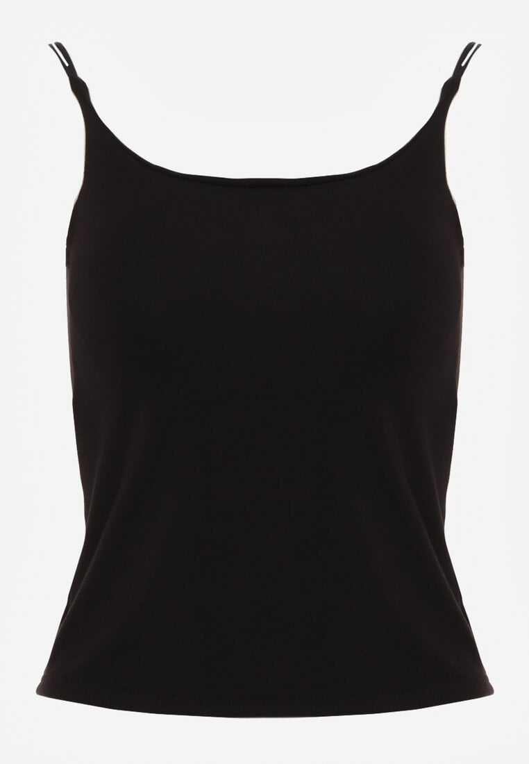 Czarny Top z Wiskozy na Podwójnych Ramiączkach Indrea