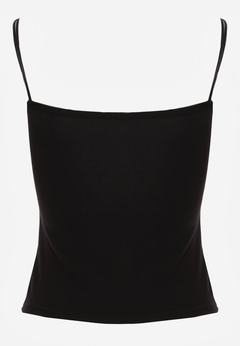 Czarny Top z Wiskozy na Podwójnych Ramiączkach Indrea