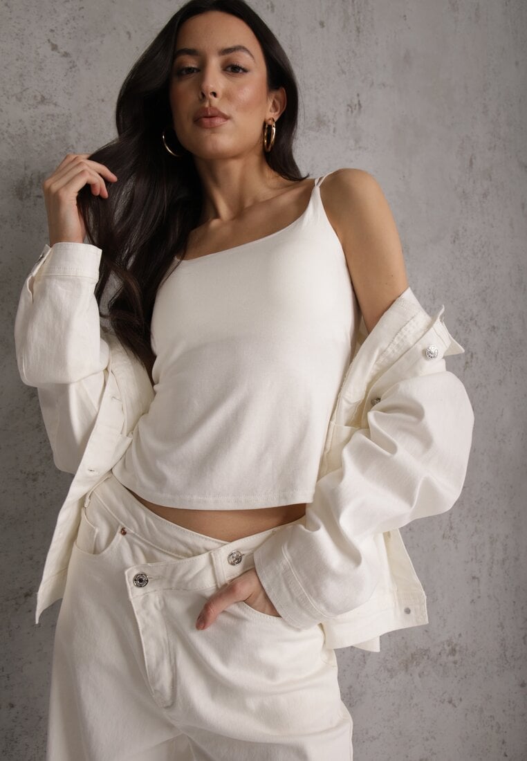 Biały Top z Wiskozy na Podwójnych Ramiączkach Indrea