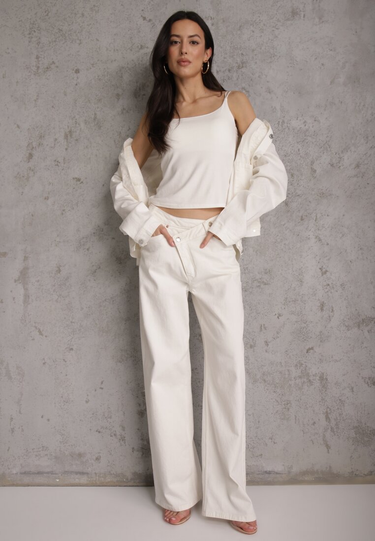 Biały Top z Wiskozy na Podwójnych Ramiączkach Indrea