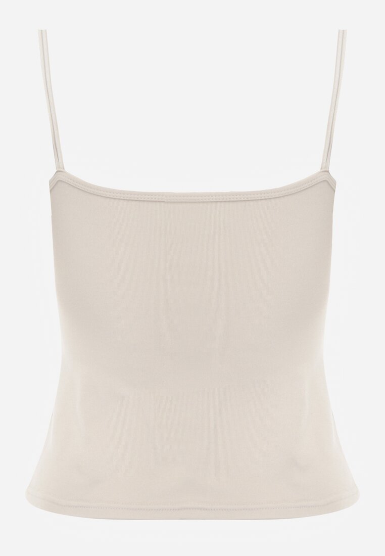 Beżowy Top z Wiskozy na Podwójnych Ramiączkach Indrea