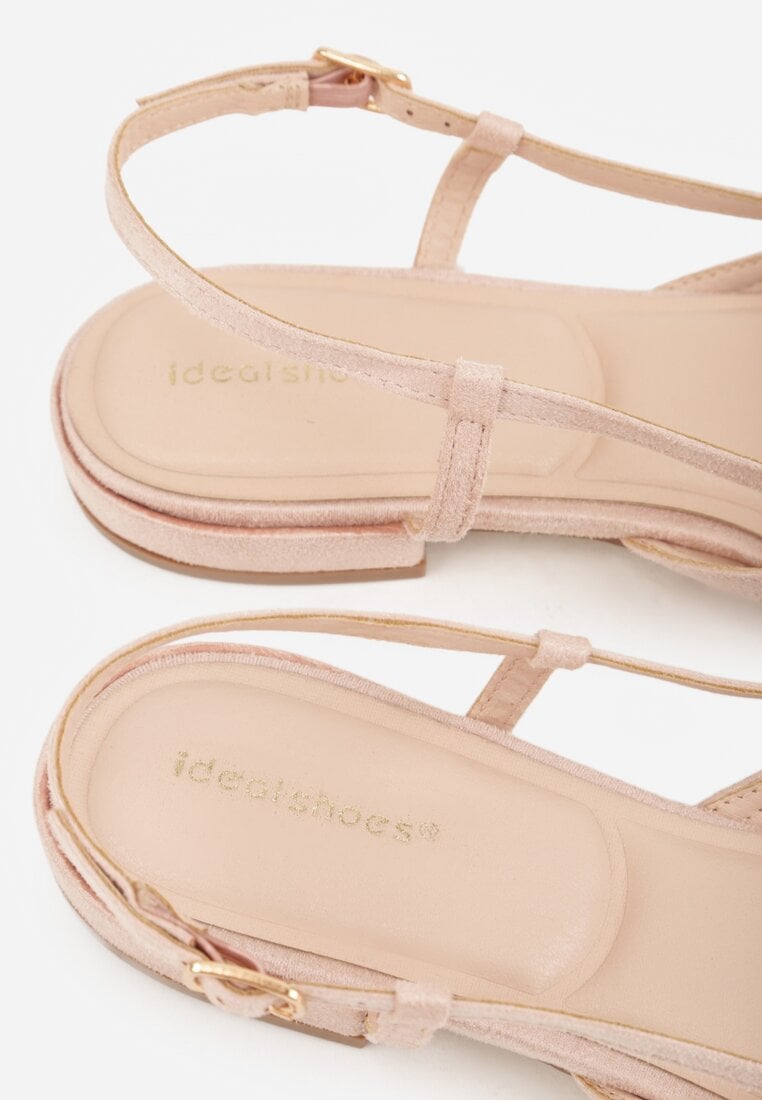 Różowe Baleriny Slingback z Kwadratowym Noskiem i Ażurową Cholewką Jurria