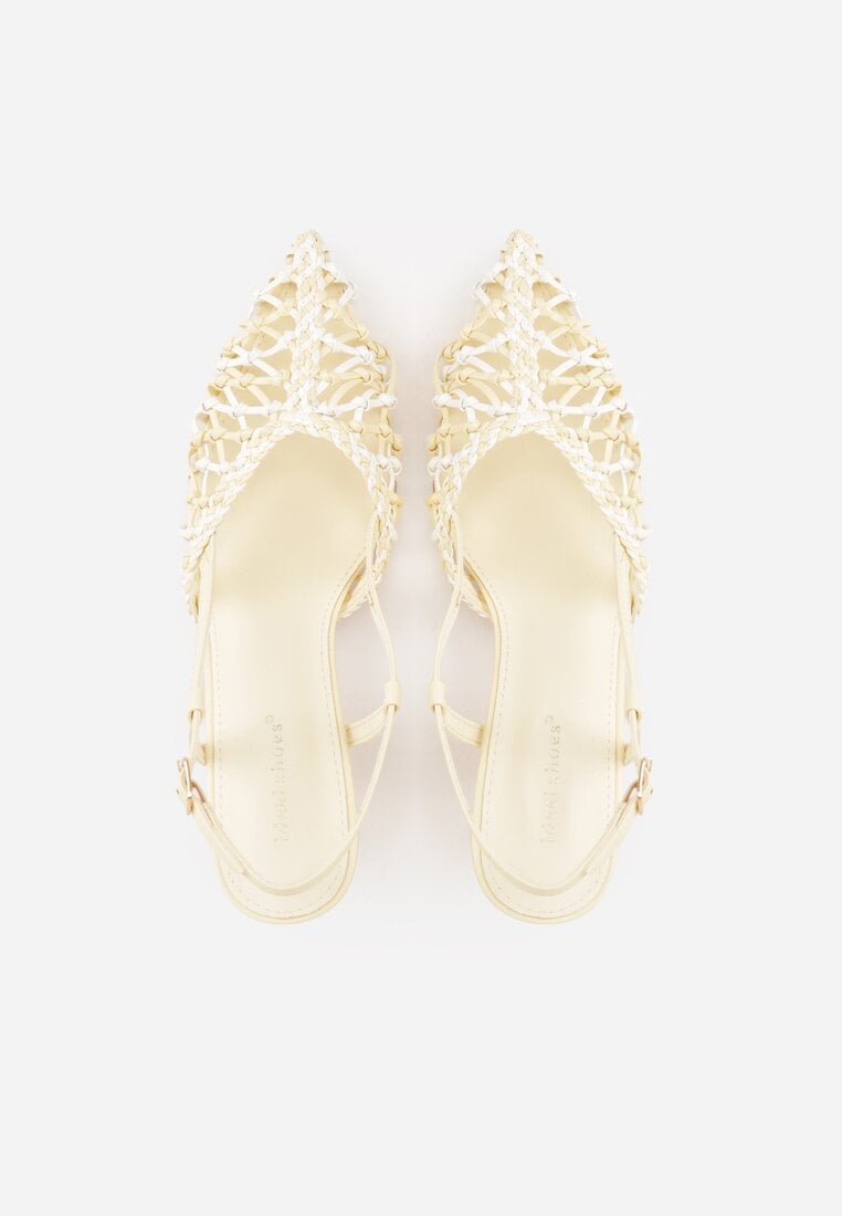 Żółte Czółenka na Szpilce z Ażurową Szydełkową Cholewką Navioil