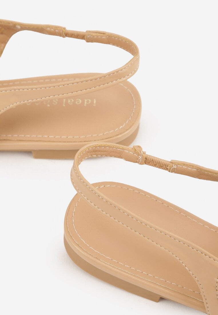 Ciemnobeżowe Plecione Baleriny Typu Slingback Ellariell