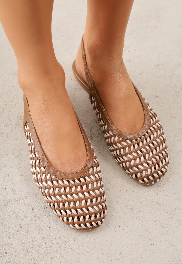 Brązowe Plecione Sandały Typu Slingback Ellariell