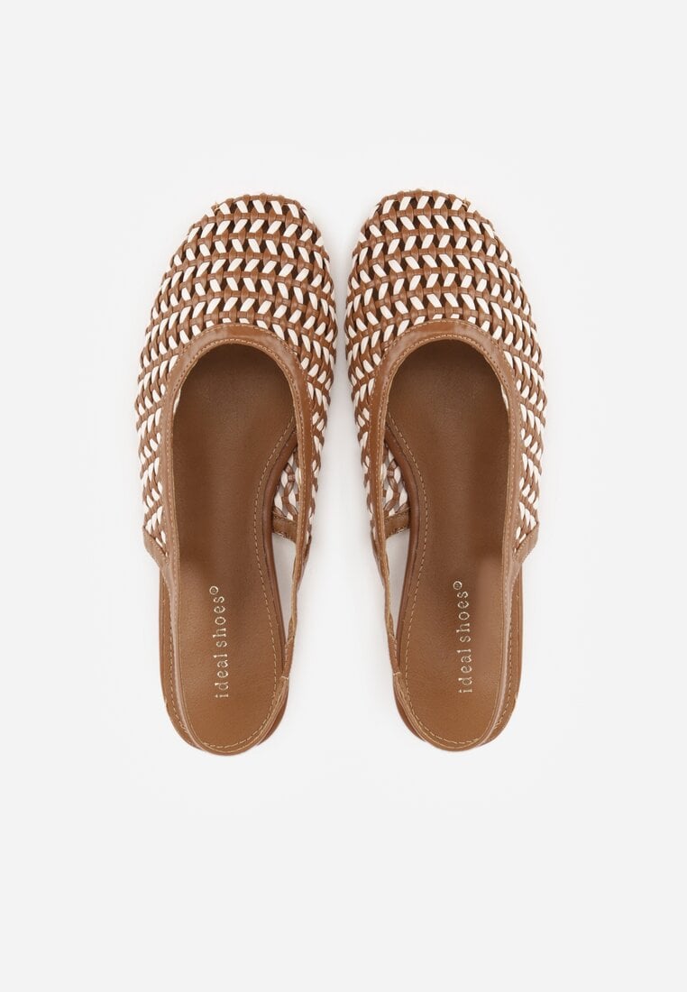 Brązowe Plecione Sandały Typu Slingback Ellariell