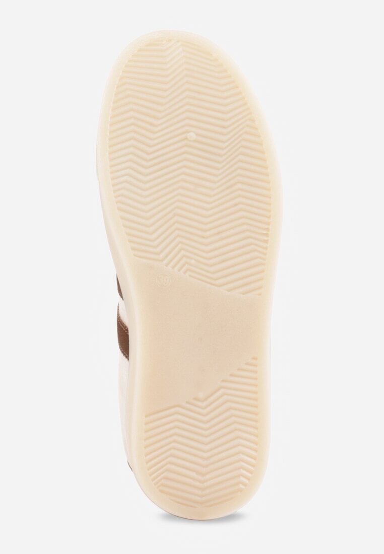 Beżowe Sneakersy na Platformie w Stylu Tenisówek Ozdobione Paskami Ladia