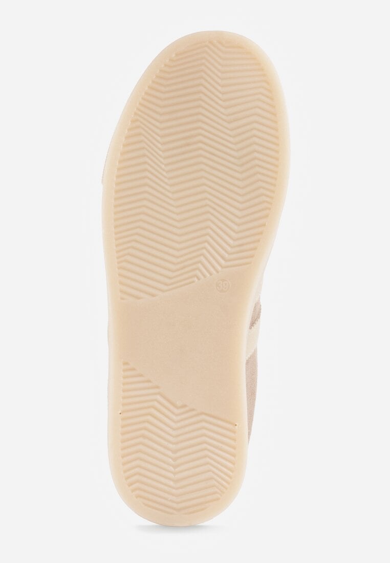 Ciemnobeżowe Sneakersy na Platformie w Stylu Tenisówek Ozdobione Paskami Ladia