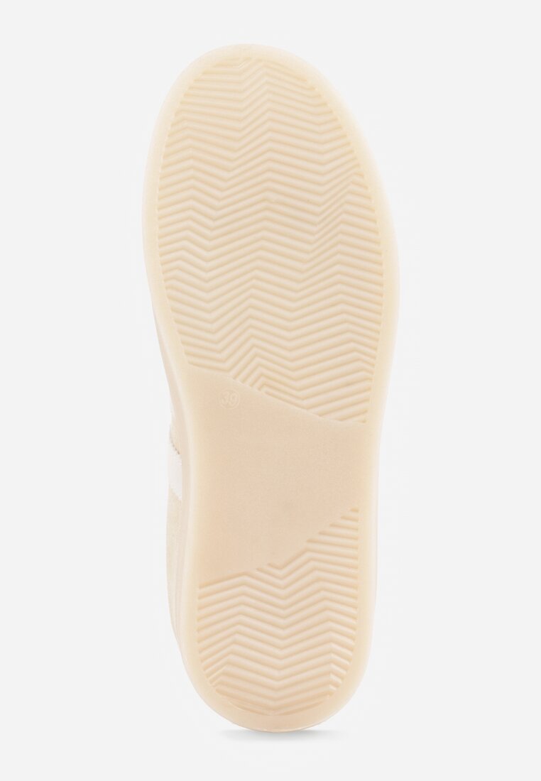 Jasnożółte Sneakersy na Platformie w Stylu Tenisówek Ozdobione Paskami Ladia