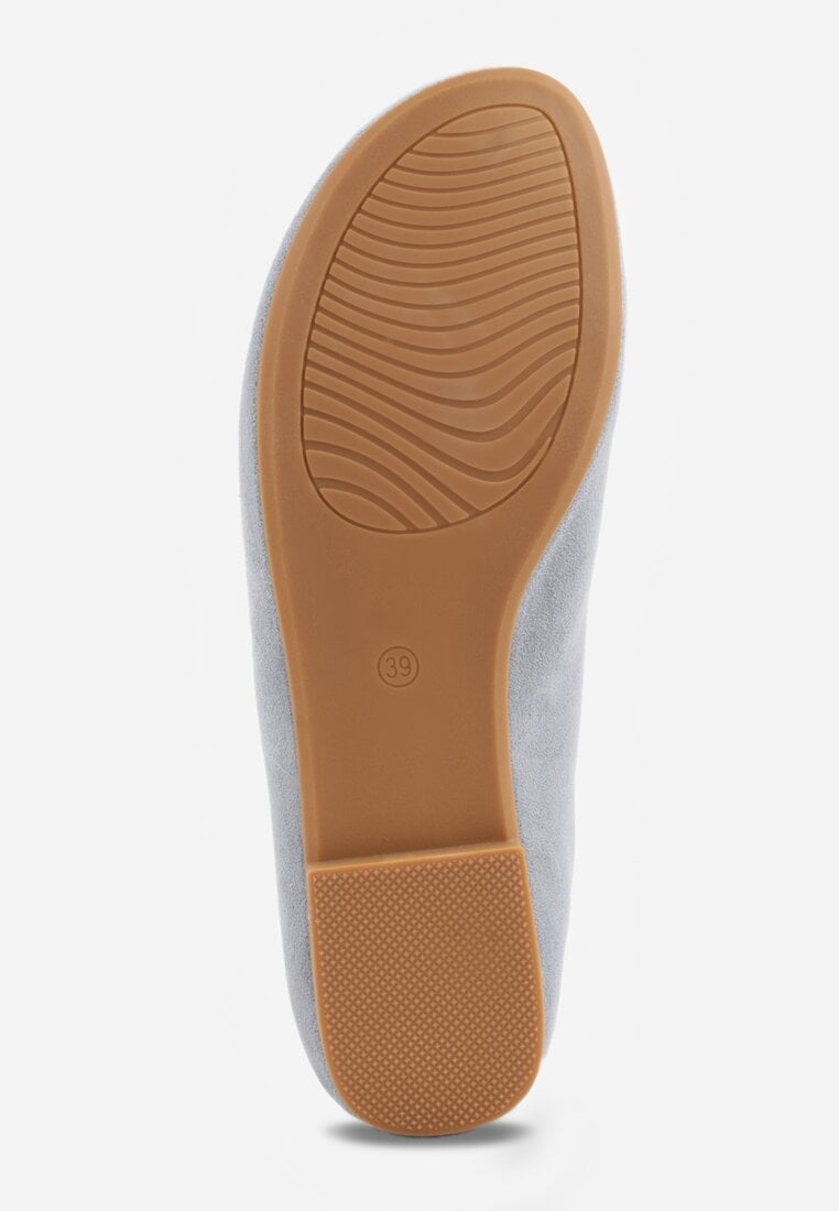 Niebieskie Balerinki z Imitacji Zamszu w Stylu Basic Saraphiele