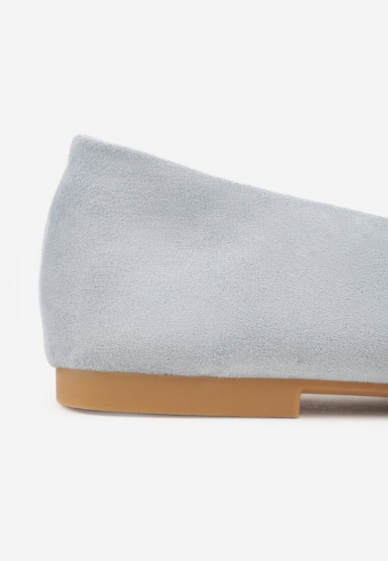 Niebieskie Balerinki z Imitacji Zamszu w Stylu Basic Saraphiele