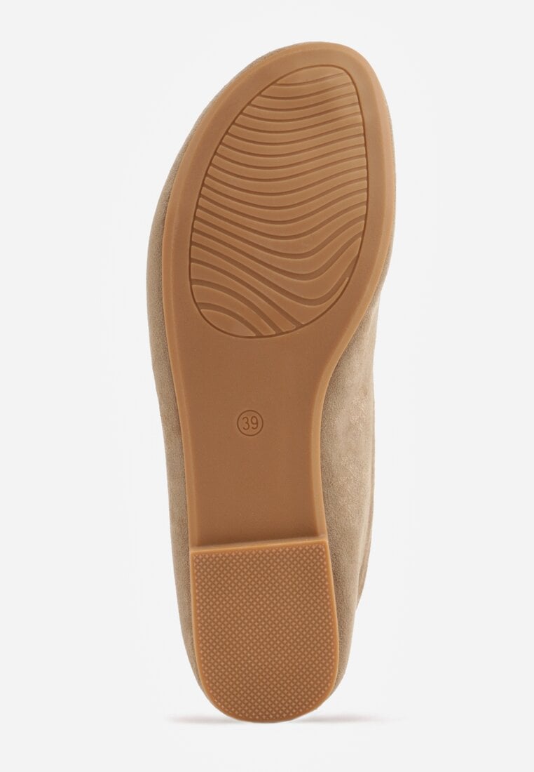 Zielone Balerinki z Imitacji Zamszu w Stylu Basic Saraphiele