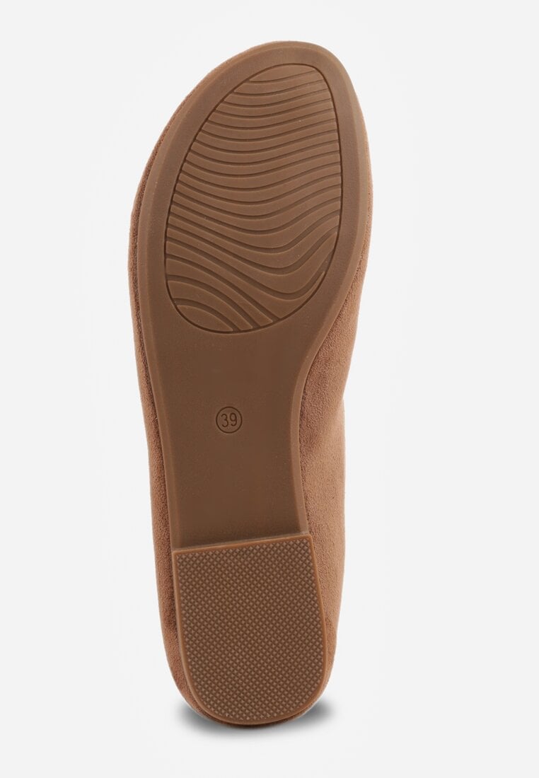 Brązowe Balerinki z Imitacji Zamszu w Stylu Basic Saraphiele