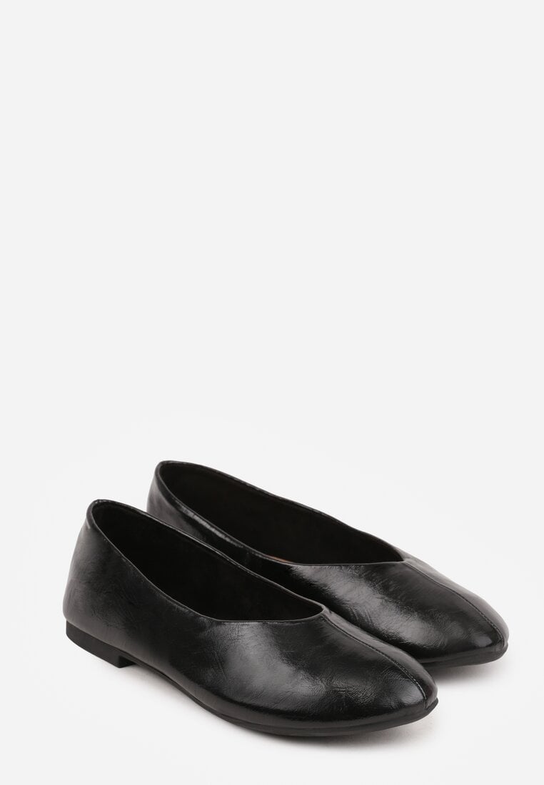Czarne Gładkie Balerinki Basic z Zaokrąglonym Noskiem Kaleta