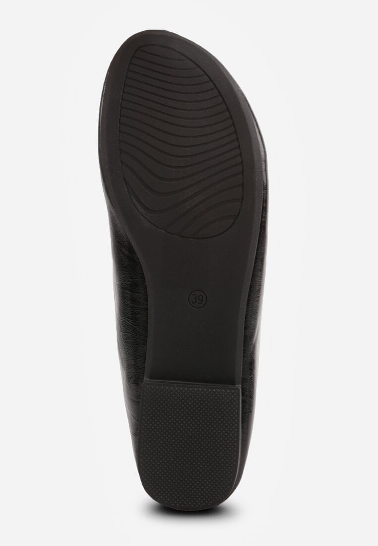 Czarne Gładkie Balerinki Basic z Zaokrąglonym Noskiem Kaleta