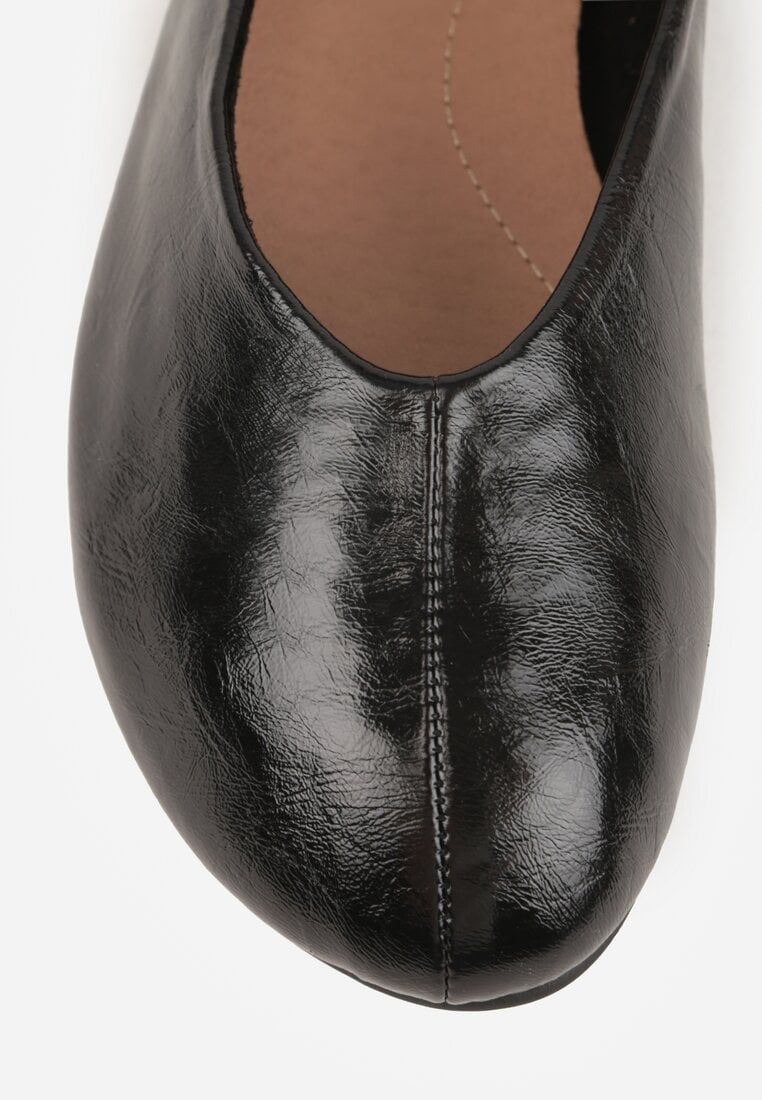 Czarne Gładkie Balerinki Basic z Zaokrąglonym Noskiem Kaleta