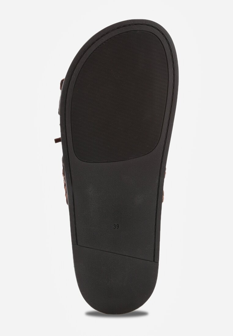 Czarne Klapki Boho z Ozdobnymi Frędzlami Samsonitta