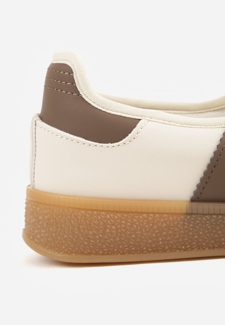 Beżowe Tenisówki Sneakeriny z Paskiem na Rzep Pirel
