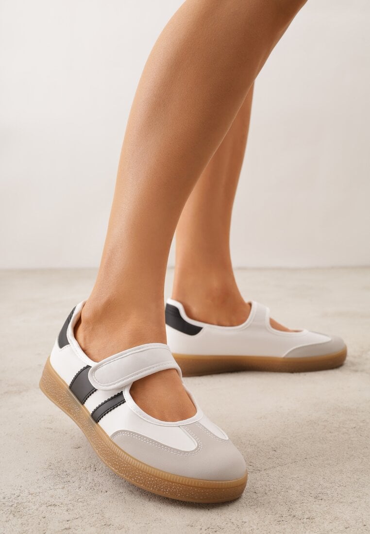 Białe Tenisówki Sneakeriny z Paskiem na Rzep Pirel