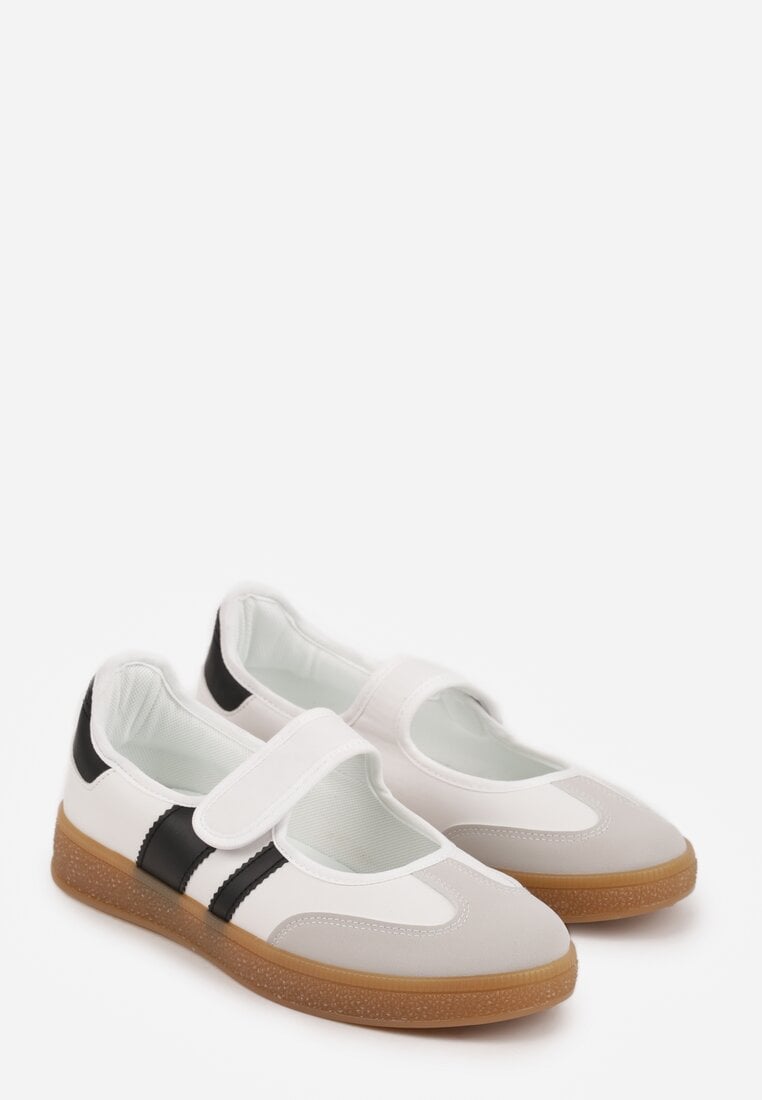 Białe Tenisówki Sneakeriny z Paskiem na Rzep Pirel