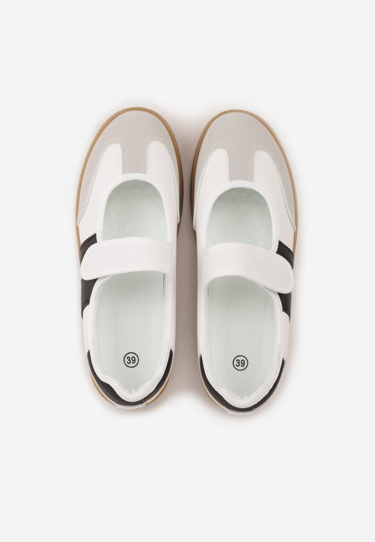 Białe Tenisówki Sneakeriny z Paskiem na Rzep Pirel