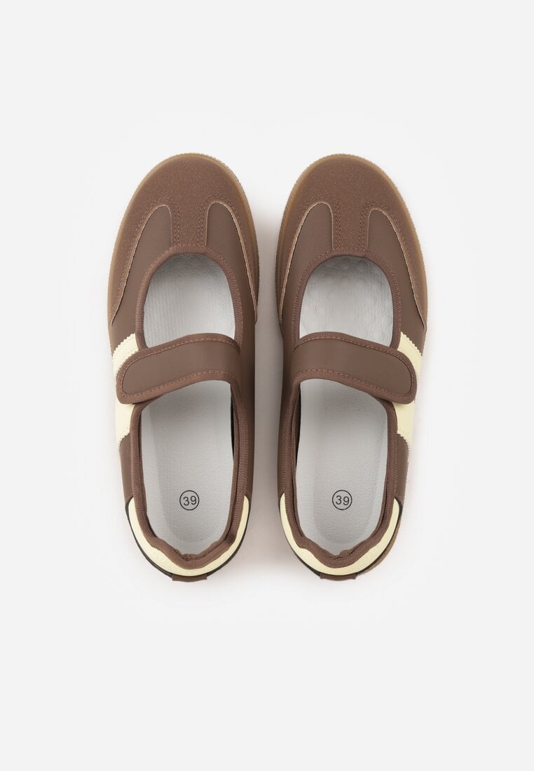 Brązowe Tenisówki Sneakeriny z Paskiem na Rzep Pirel