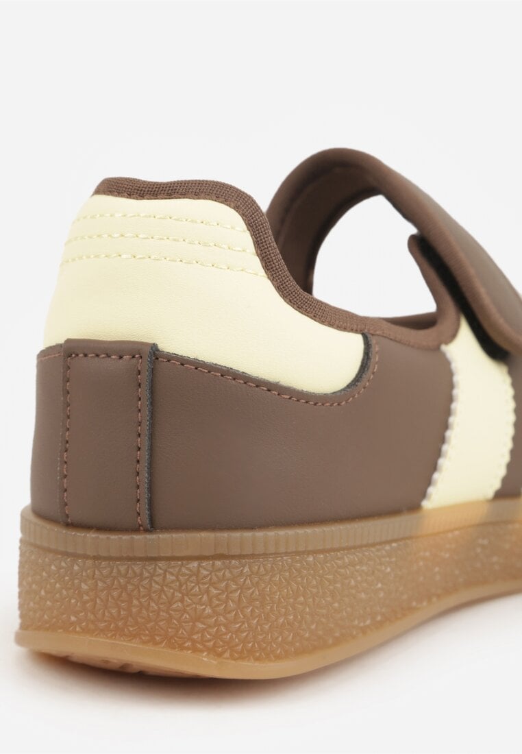 Brązowe Tenisówki Sneakeriny z Paskiem na Rzep Pirel