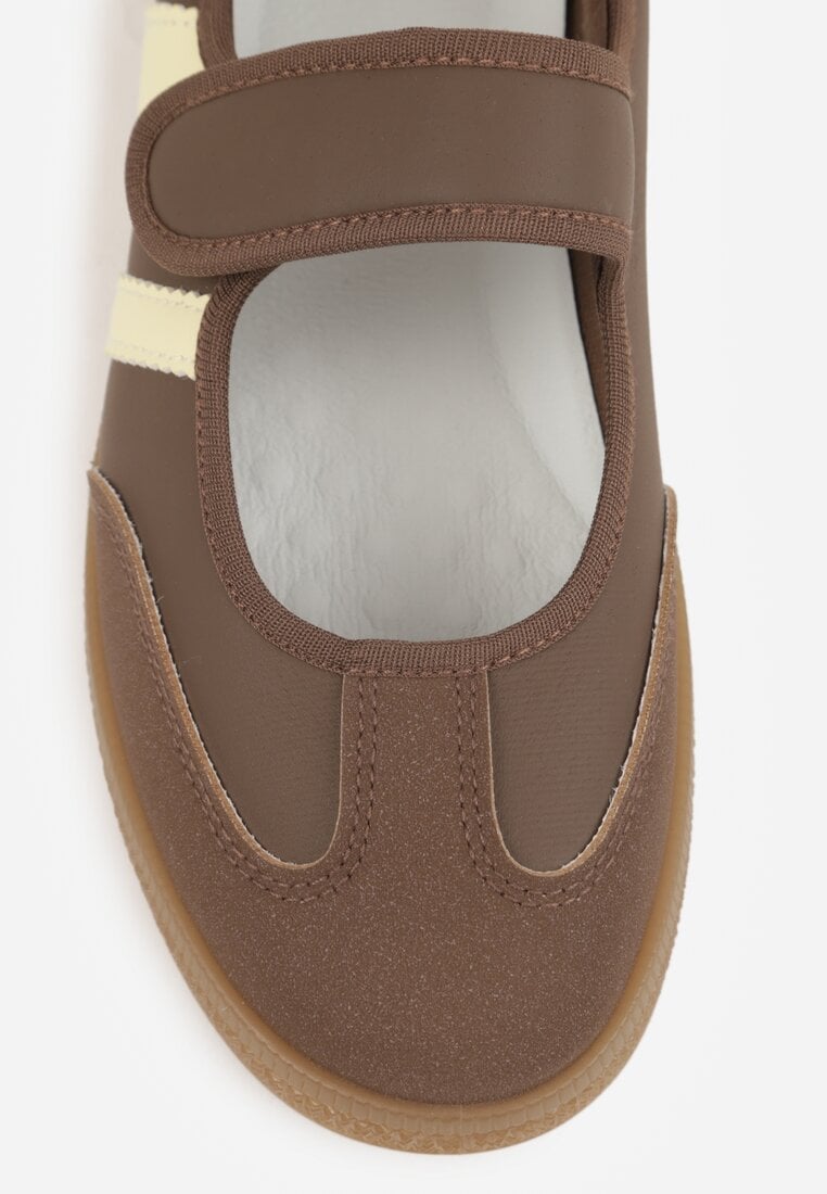 Brązowe Tenisówki Sneakeriny z Paskiem na Rzep Pirel