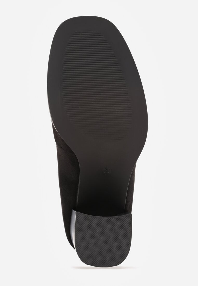 Czarne Półbuty Mokasyny na Słupku z Geometryczną Wstawką Edalinae