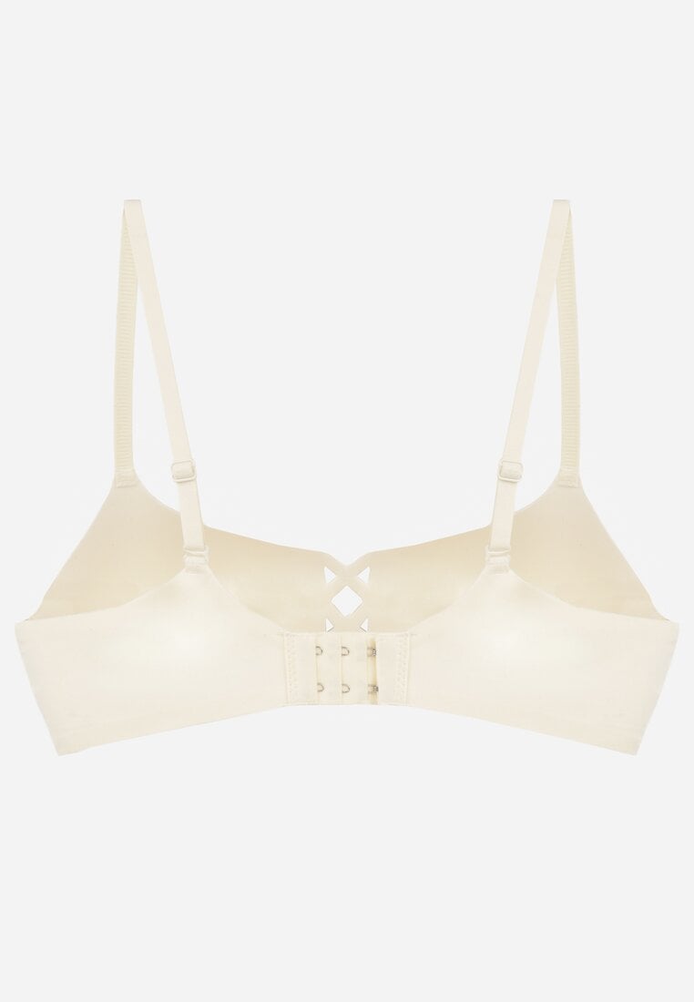 Jasnobeżowy Biustonosz o Gładkim Wykończeniu z Imitacją Wiązania Azisene