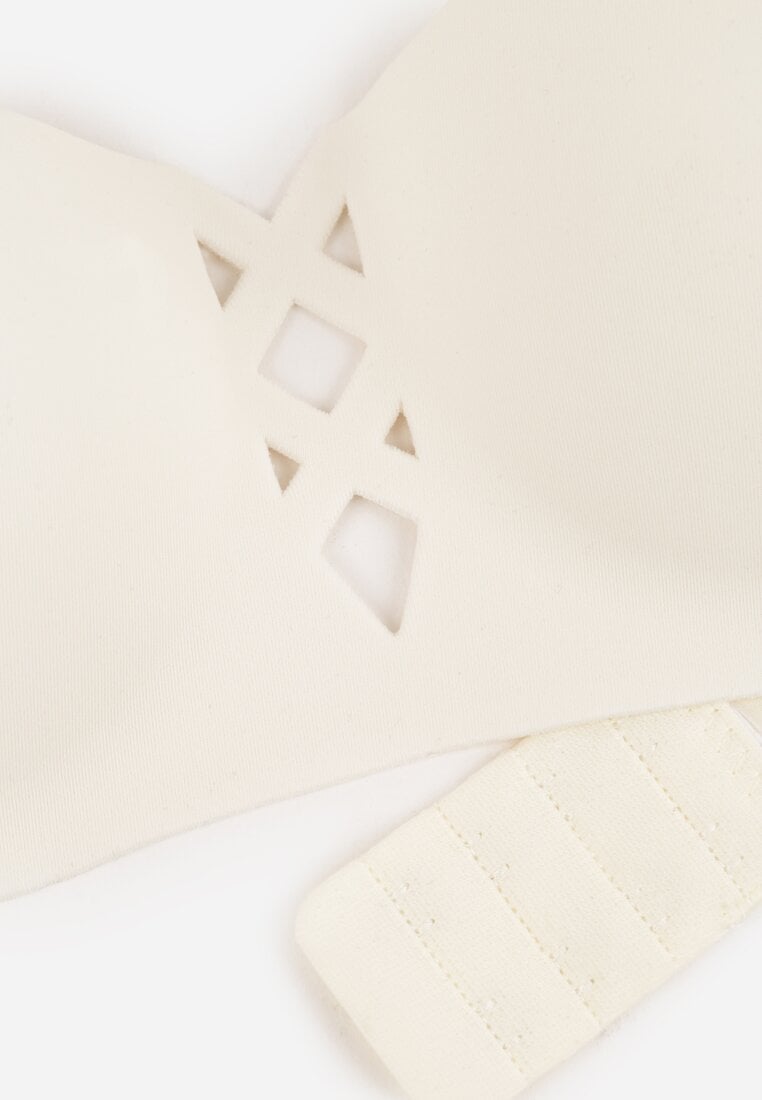 Jasnobeżowy Biustonosz o Gładkim Wykończeniu z Imitacją Wiązania Azisene