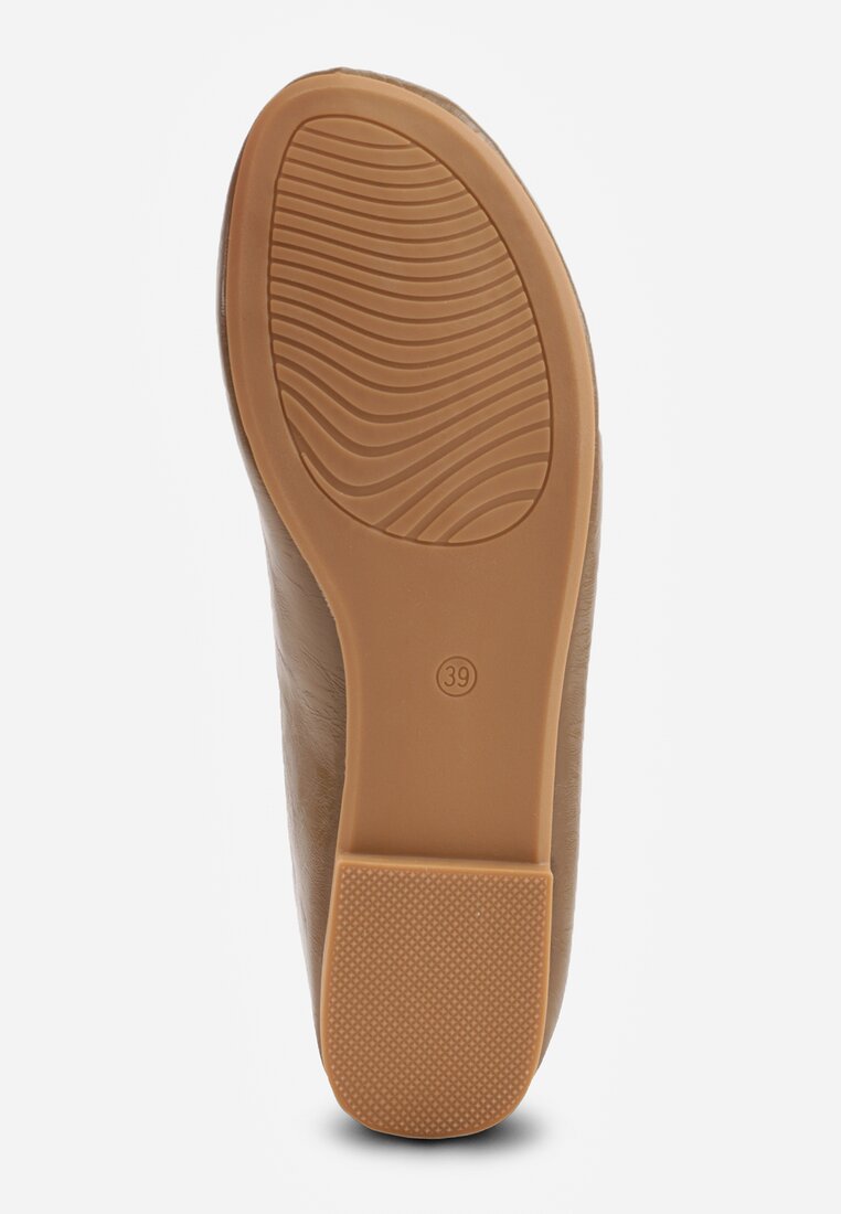 Zielone Gładkie Balerinki Basic z Zaokrąglonym Noskiem Kaleta