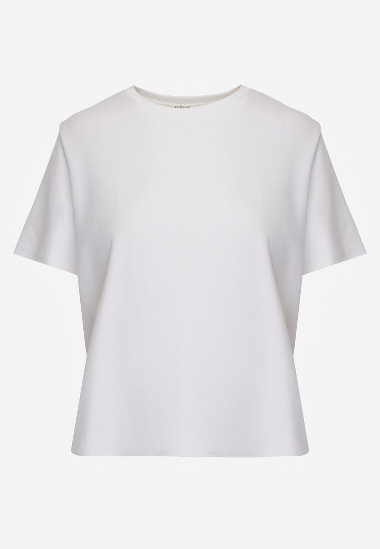 Biały Casualowy T-shirt z Bawełny Nealiara