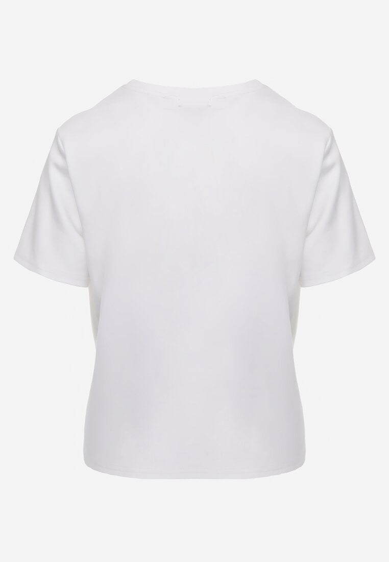 Biały Casualowy T-shirt z Bawełny Nealiara