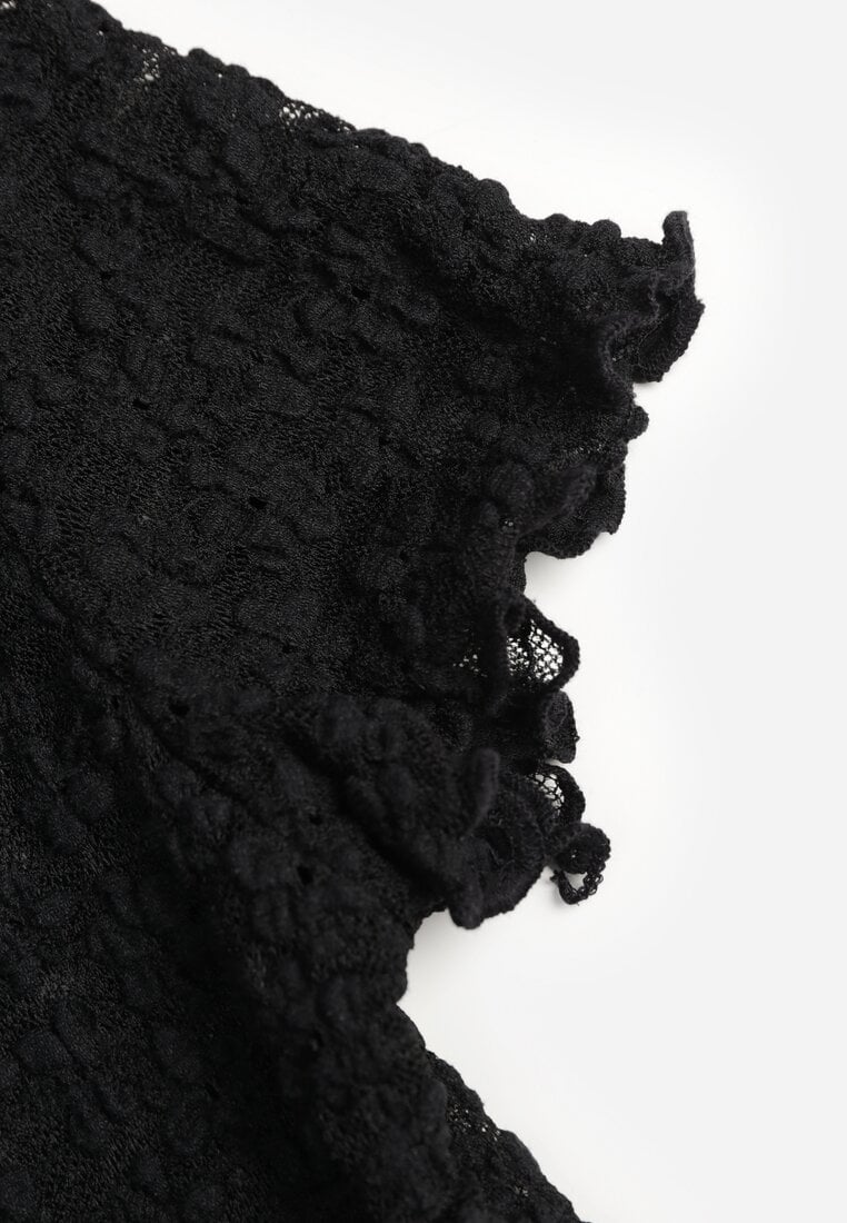 Czarne Body z Koronki z Krótkim Rękawem Dorilie