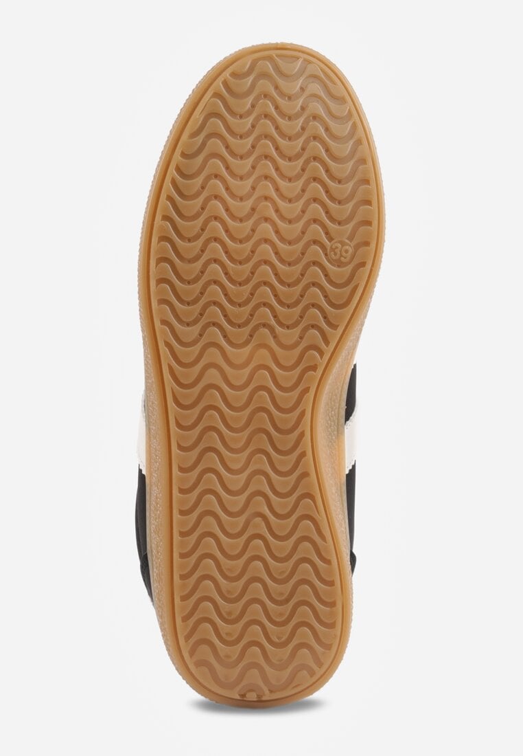 Czarne Sneakersy Typu Tenisówki Ozdobione Paskami po Bokach Fefia